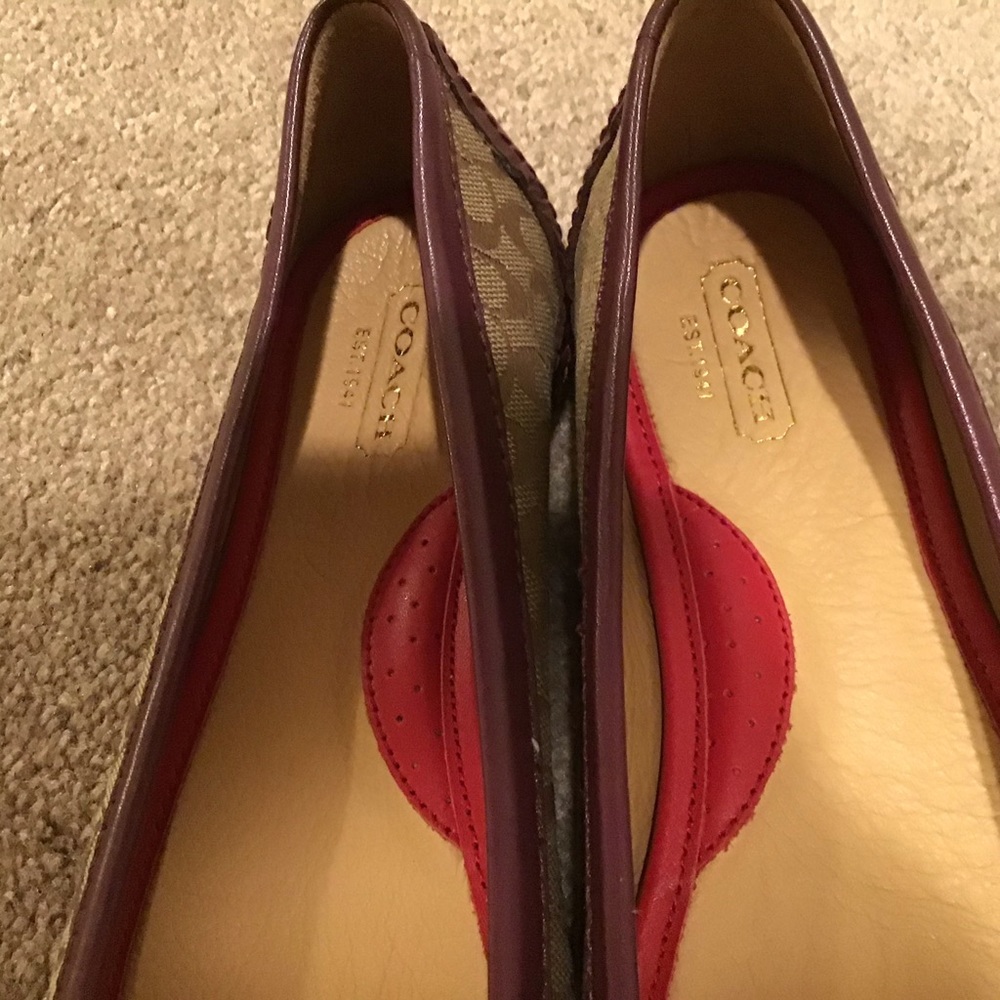 Coach Signature Logo Canvas Ballet Flats with Bow - Picture 5 of 10